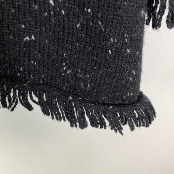 Soft + Joie Woman's Sz S Black Farid Fringe Tweed Open Sweater Cardigan‎ - Picture 5 of 8